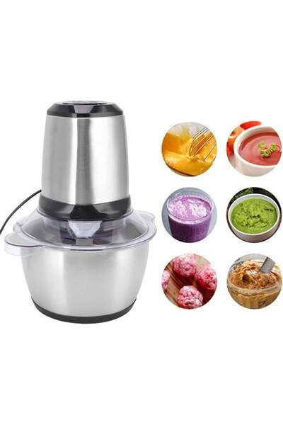 divendi-ro Mașină de tocat electrică pentru carne și legume cu bol din oțel inoxidabil și capacitate de 3 litri