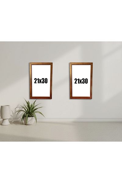 Wooden Factory 21X30 cm Set of 2 Gold Color Decorative Frame – Empty Picture Frame for Wall