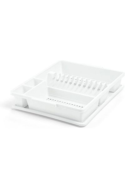 mastergold Plastic Dish Drainer 47.5x38.5x8.5 cm with Drain Tray Practical Rack for Drying Dishes Spoons Knives