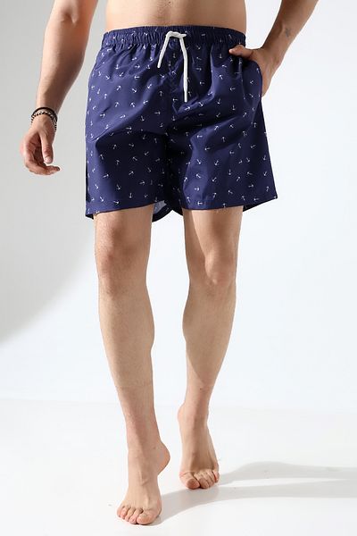 ZEND POLO Men's Swim Shorts Navy Blue Patterned