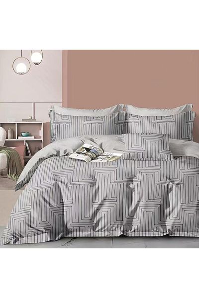 Pucioasa 100% cotton percale bed linen for 1 person, labyrinth pattern