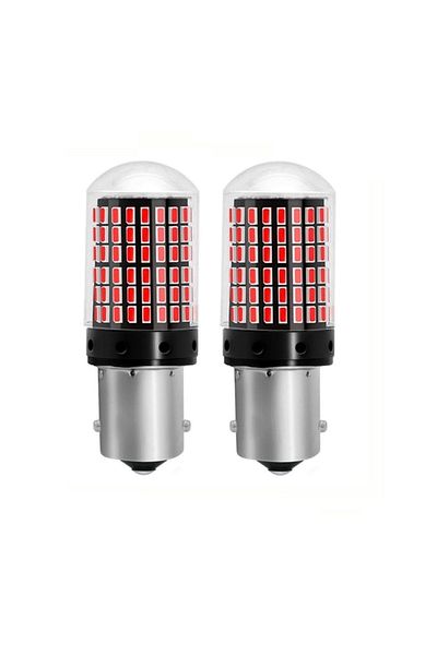 divendi-ro Set of 2 LED bulbs Canbus 1156 BA15S P21W 3014, with 144 LEDs, 20W, reversing, signaling, White