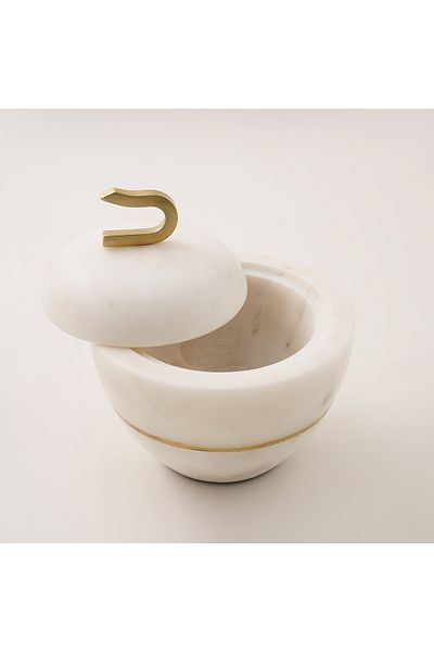 NİCE Sans deco white marble date bowl with cover