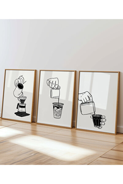 DES VU PRINT 3'lü Çerçevesiz Kahve Temalı Poster Seti, Kahve Köşesi Espresso ...