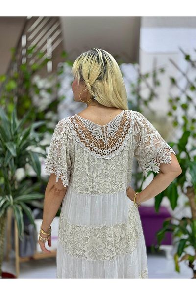 Punta N10337 Italian Silk Dress Beige
