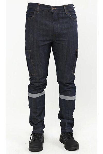 Çamdalı İş Elbiseleri Τζιν παντελόνι 9,5 ουγγιών Lycra Slim Fit με τσέπη Reflective Work Denim Navy Blue