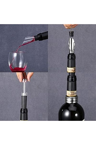 divendi-ro Electric wine corkscrew, USB charging, 4 in 1, stainless steel, silver