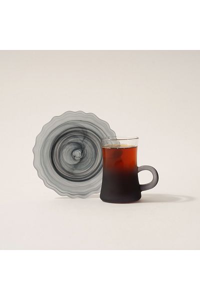 Dallaty tea set 12 pcs frosted glass grey