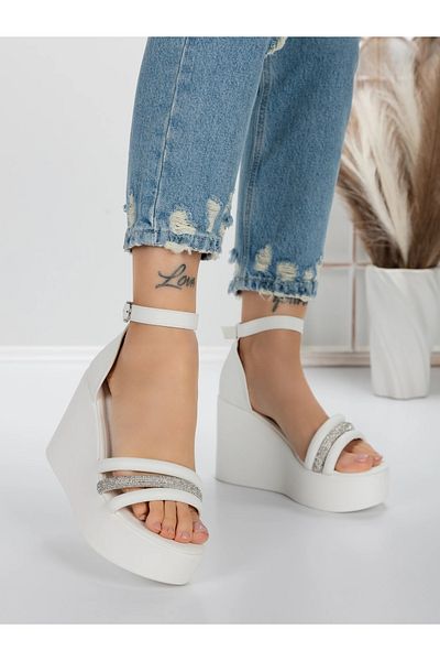mei Women's Platform Sandals 5SY15 White |