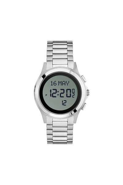 ALFAJR Men's WR-02 Digital Watch with Stainless Steel Strap - 37mm - Silver - New Edition