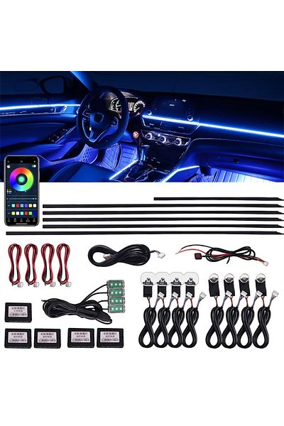 divendi-ro 18 in 1 RGB 18 in 1 car ambient light kit, acrylic strips, wireless