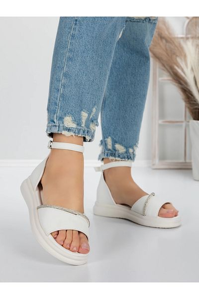 mei Women's Low-Sole Sandals 5WL22 White |
