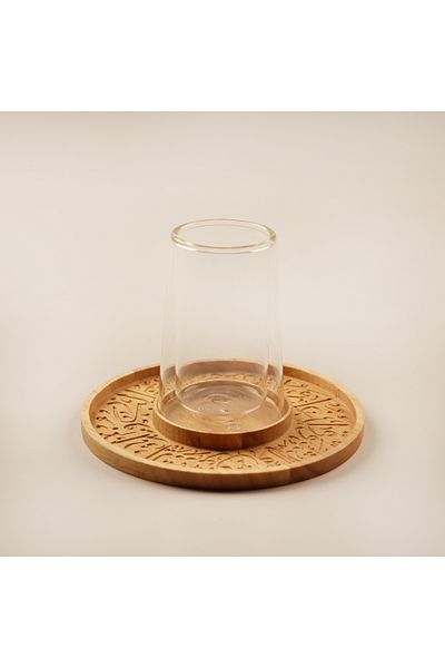 Dallaty 12Pcs Tea Cups With Wooden Bases Ramas Collection, Beige