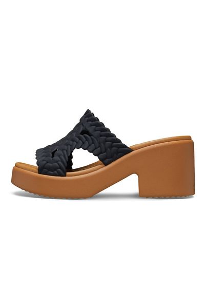 Crocs Brooklyn Woven Slide Heel Black - Black 36-37 Eu - W6 Us