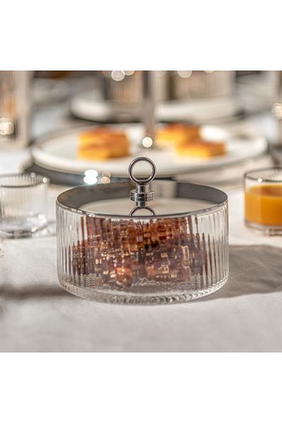 Dallaty Sana date bowl glass with silver steel cover