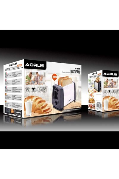 divendi-ro Prăjitor de pâine AO-78244, 700W, rumenire reglabilă, oțel inoxidabil, negru-argintiu