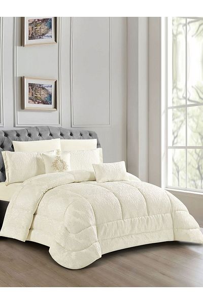 Donetella Luxury 5-Piece Bedding Set – Single Size Poly Jacquard Comforter with 350 GSM Poly Silk Filling