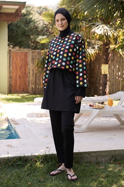 Bipantolon Γυναικείο Σετ μαγιό Hijab Color Pop Printed Full Closed 3 τεμαχίων