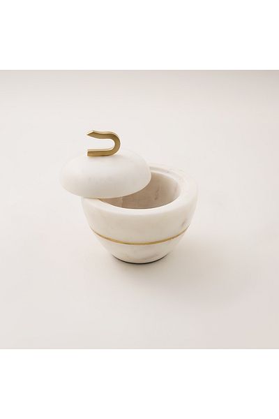 NİCE Sans deco white marble date bowl with cover