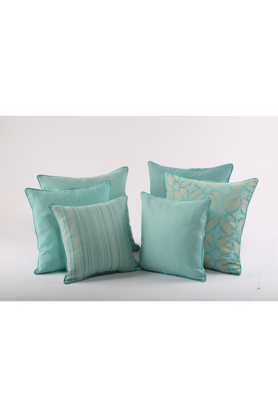 QUBA DECO Set of 6 Blue Outdoor Throw Pillow Covers - Water Repellent, Fade R...