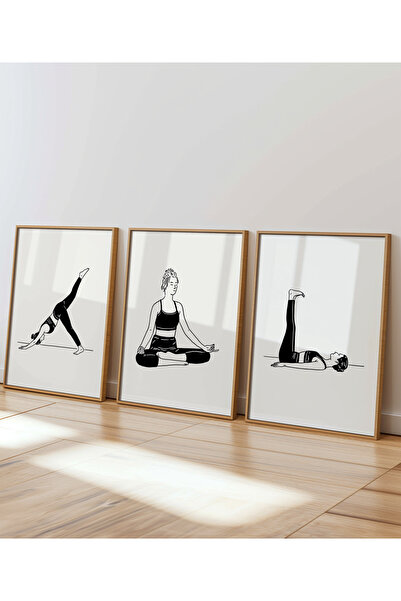 DES VU PRINT 3'lü Çerçevesiz Yoga Pilates Posteri, Yoga Pilates Temalı Poster...