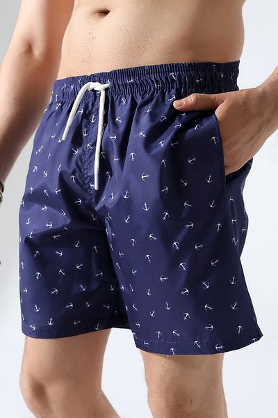 ZEND POLO Men's Swim Shorts Navy Blue Patterned
