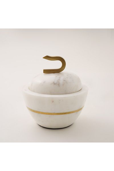 NİCE Sans deco white marble date bowl with cover