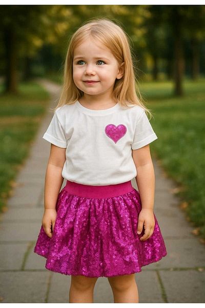 Retro Women Girl's Purple Heart Patterned Sequin Cotton Princess Suit