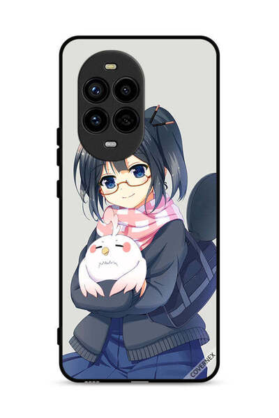 Covernex غطاء حماية لهاتف هواوي نوفا 13 برو 5G، رسم فتاة تحمل حيوانًا أليفًا