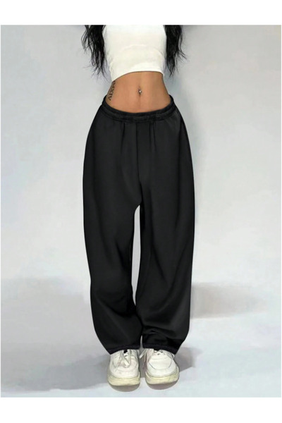 yx yustex sport Pantaloni negri pentru femei, mărime mare, largi, cu croială ...