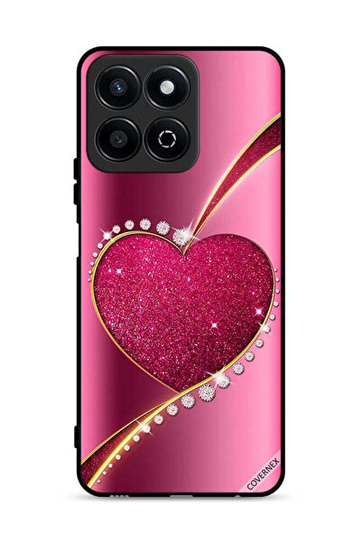 Covernex غطاء حماية لهاتف Honor Play 60 Plus 5G بتصميم قلب لامع من الألماس