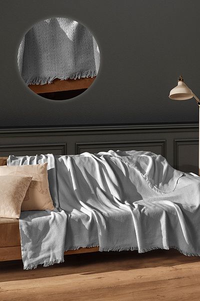 Bella Maison Pled Merlin din bumbac reciclat – Gri deschis 210×180