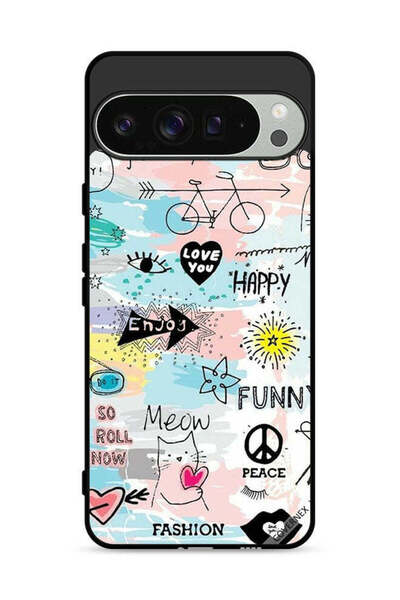 Covernex غطاء حماية لجهاز Google Pixel 9 Pro بتصميم Doodle Meow Enjoy