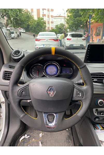 Detay Direksiyon kılıfı Renault Fluence -megane 3-scenic Uyumlu Sarı Şeritli ...