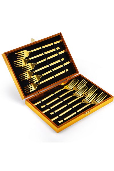 Trendy's Set 12 furculite, stainless stel, TRENDY’S, gold