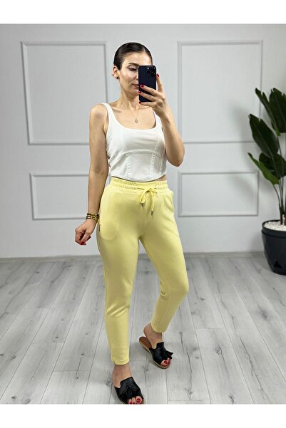 TUNAM BUTİK بنطال مصنوع من قماش مودال مع شقوق في الساقين