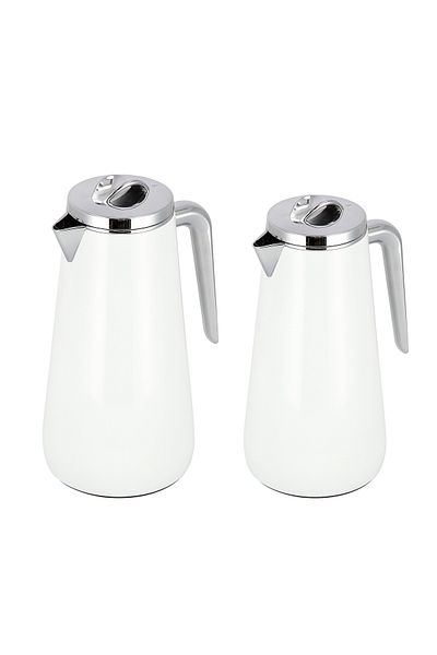 Dallaty Eve set of 2 steel vacuum flask white & chrome