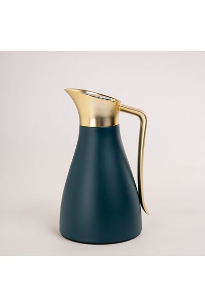Dallaty green steel vacuum flask with matt golden handle 1L