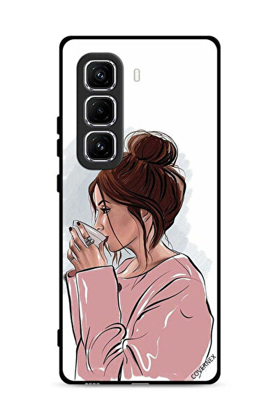 Covernex غطاء حماية لهاتف Infinix Hot 50 Pro Plus 4G برسومات فتاة تشرب الشاي