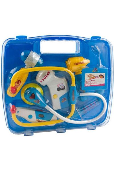 Ikonka Interactive Doctor Playset with Lights and Sounds, 9 Pieces - Blue