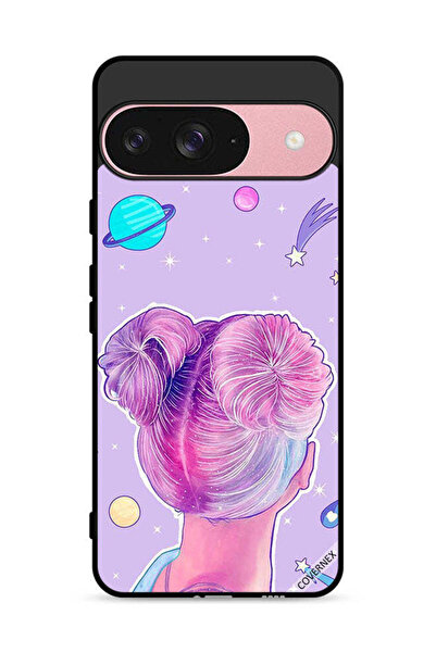 Covernex غطاء حماية لجهاز جوجل بيكسل 9 بتصميم فتاة ونجوم الفضاء