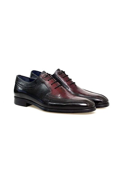 FRANCO CALVANI Black Color Lace-Up Genuine Leather Men's Shoes