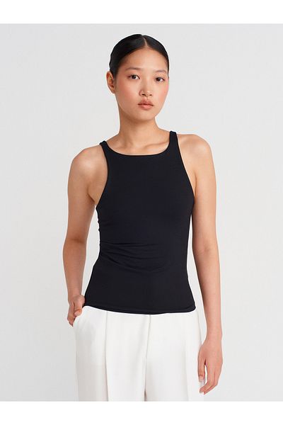 Dilvin 31943 Sleeveless Top-Black