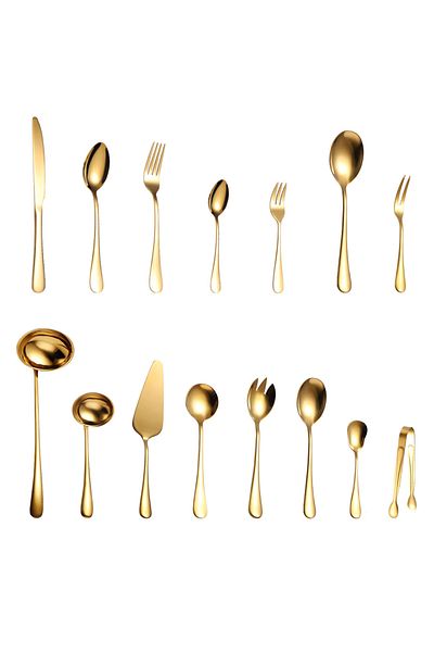 Trendy's Stainless steel cutlery set, 72 pieces with diplomat, TRENDY'S, gold
