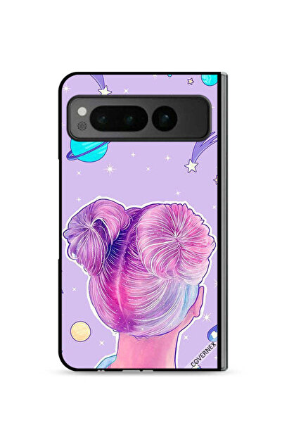 Covernex غطاء حماية لهاتف جوجل بيكسل فولد 5G برسومات فتاة ونجوم الفضاء