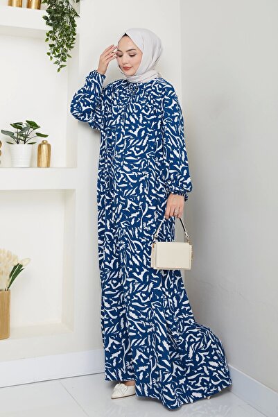 MSK Fashion Μαμά φόρεμα μεγάλου μεγέθους βισκόζης με ελαστική μπροστινή μέση μπλε