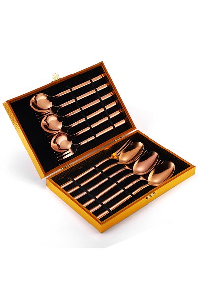 Trendy's Set of 6 spoons + 6 forks, TRENDY'S, rose