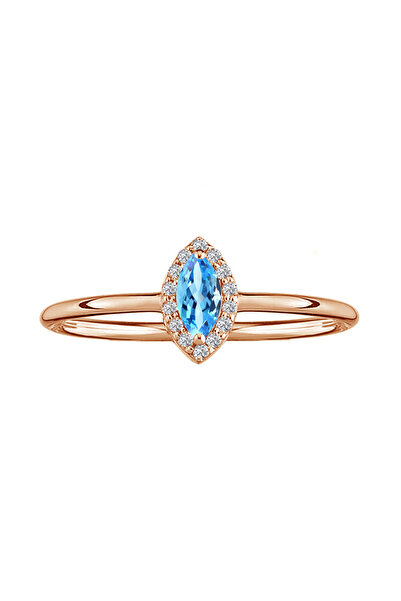 Sirius Pırlanta Pırlanta ve Markiz Kesim Mavi Topaz Taşlı Azur Yüzük 0617R0337