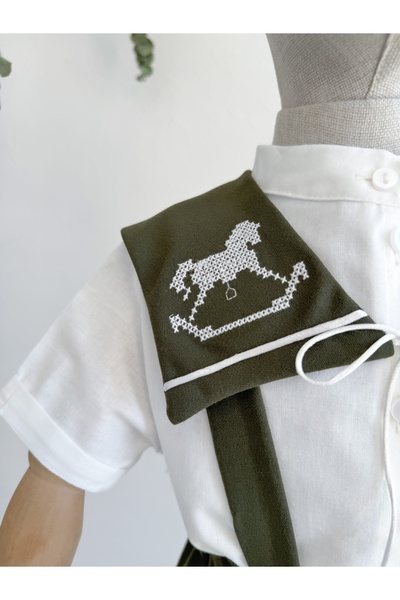 Sis and Bro HAKİ AT NAKIŞLI ŞORT SALOPET - GÖMLEK