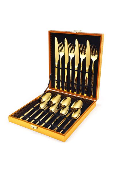 Trendy's 16-piece stainless steel cutlery set, TRENDY'S, gold